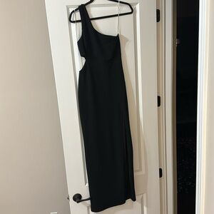 Black One Shoulder Floor Length Dress